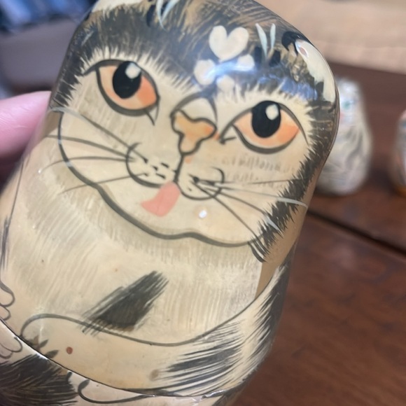 Set of Cat Nesting Dolls Vintage Wooden - Picture 2 of 4